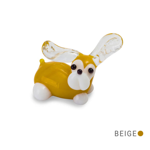 BEV the Dog with One Ear Up (in Tynies Collector's Frame) miniature glass figurines